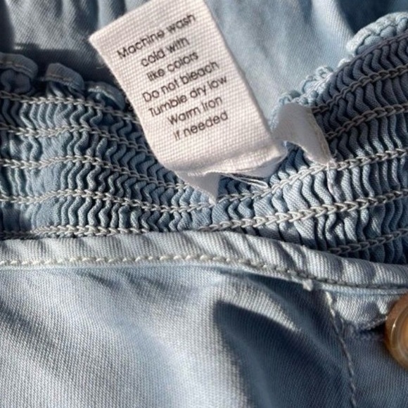 Japna Chambray Sundress XS Button Front Ruffle Hem Cotton - Picture 7 of 7
